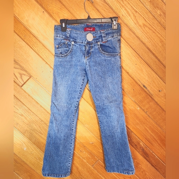 T'oui big button blue jean capris size 7 - Picture 1 of 7